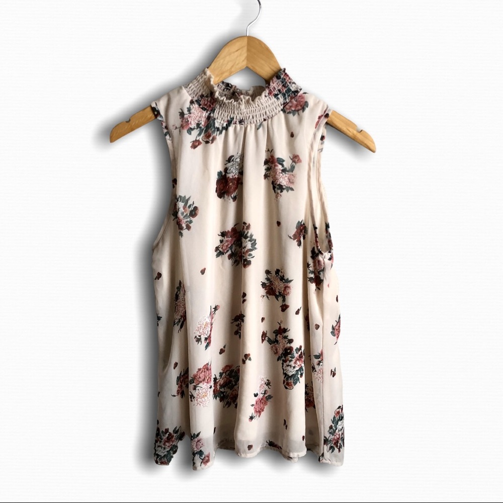 Midnight sky mock neck sleeveless blouse